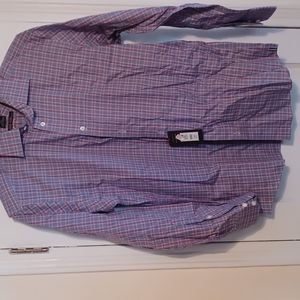 Mens dress/casual shirt. 17 34/35 Cranberry & blue plaid